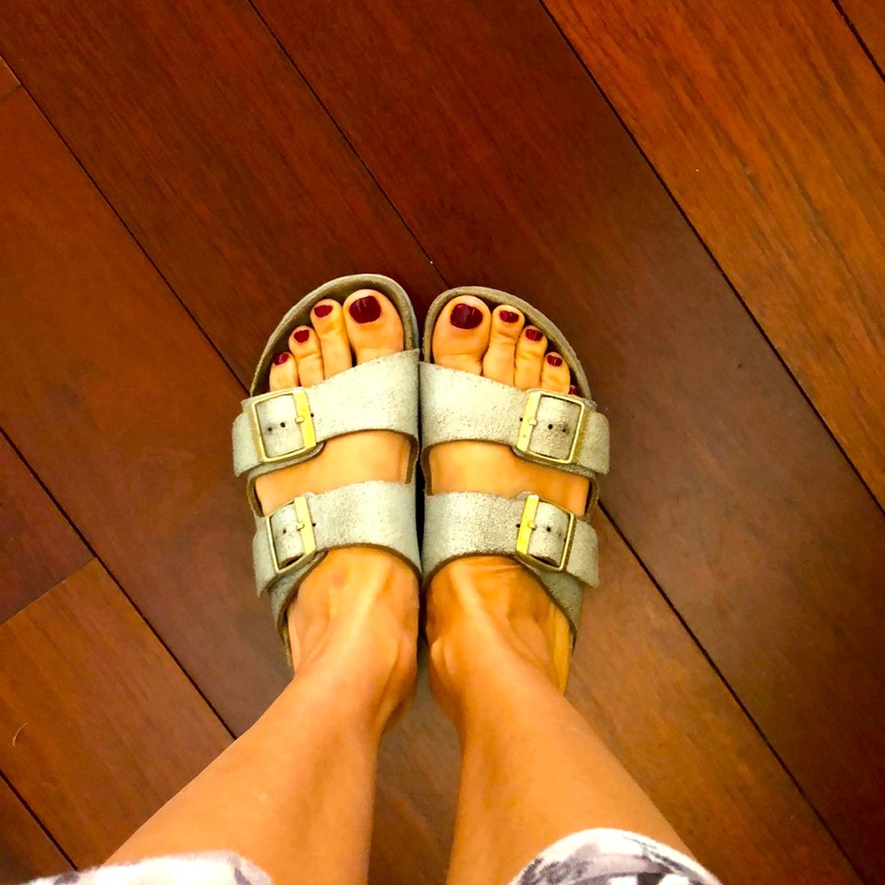 Cute denim blue Birkenstock sandals